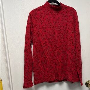 Croft & Barrow Red Leaf Pattern Turtleneck Sweater